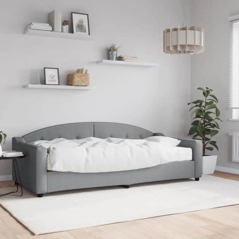 vidaXL Divano Letto con Materasso Grigio Chiaro 90x200 cm in Tessuto vidaXL Divano Letto con Materasso Grigio Chiaro 90x200 cm in Tessuto