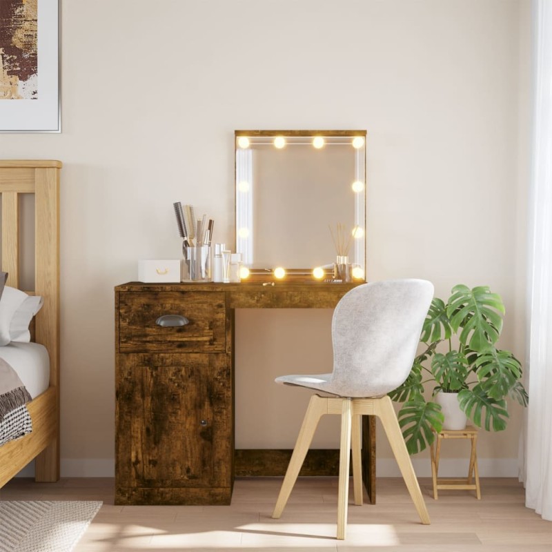 vidaXL Toeletta con Luci LED Rovere Fumo 90x42x132,5 cm vidaXL Toeletta con Luci LED Rovere Fumo 90x42x132,5 cm