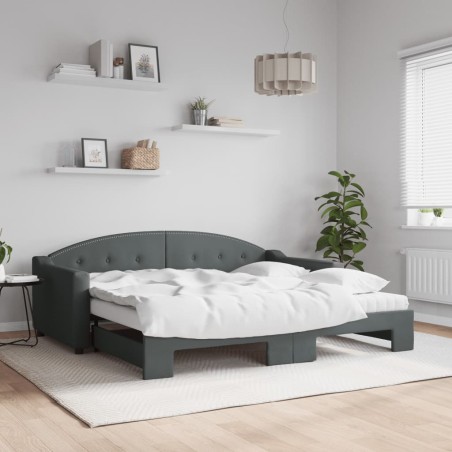vidaXL Divano Letto Estraibile Materassi Grigio Scuro 90x190cm Tessuto