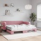 vidaXL Divano Letto Estraibile con Materassi Rosa 100x200 cm Velluto vidaXL Divano Letto Estraibile con Materassi Rosa 100x200 cm Velluto