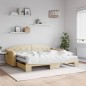 vidaXL Divano Letto Estraibile con Materassi Crema 90x200 cm Tessuto vidaXL Divano Letto Estraibile con Materassi Crema 90x200 cm Tessuto