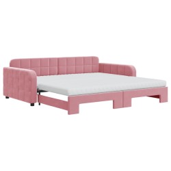 vidaXL Divano Letto Estraibile con Materassi Rosa 100x200 cm Velluto