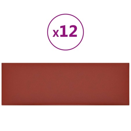 Pannelli Murali 12 pz Rosso Vino 90x30 cm in Similpelle 3,24 m²