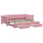 vidaXL Divano Letto Estraibile con Cassetti Rosa 90x200 cm Velluto