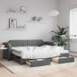 vidaXL Divano Letto Estraibile Cassetti Grigio Scuro 90x200cm Tessuto vidaXL Divano Letto Estraibile Cassetti Grigio Scuro 90x200cm Tessuto