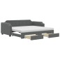 vidaXL Divano Letto Estraibile Cassetti Grigio Scuro 90x200cm Tessuto vidaXL Divano Letto Estraibile Cassetti Grigio Scuro 90x200cm Tessuto