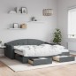 vidaXL Divano Letto Estraibile Cassetti Grigio Scuro 90x200cm Tessuto vidaXL Divano Letto Estraibile Cassetti Grigio Scuro 90x200cm Tessuto