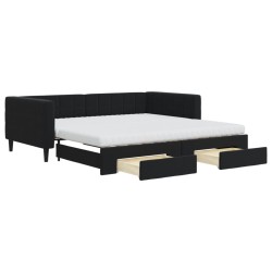 vidaXL Divano Letto Estraibile con Cassetti Nero 100x200 cm in Velluto