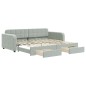 vidaXL Divano Letto Estraibile Cassetti Grigio Chiaro 90x200cm Velluto vidaXL Divano Letto Estraibile Cassetti Grigio Chiaro 90x200cm Velluto