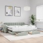 vidaXL Divano Letto Estraibile Cassetti Grigio Chiaro 90x200cm Velluto vidaXL Divano Letto Estraibile Cassetti Grigio Chiaro 90x200cm Velluto