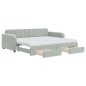 vidaXL Divano Letto Estraibile Cassetti Grigio Chiaro 90x200cm Velluto vidaXL Divano Letto Estraibile Cassetti Grigio Chiaro 90x200cm Velluto