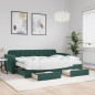 vidaXL Divano Letto Estraibile Cassetti Verde Scuro 80x200cm Velluto vidaXL Divano Letto Estraibile Cassetti Verde Scuro 80x200cm Velluto