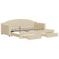 vidaXL Divano Letto Estraibile con Cassetti Crema 80x200 cm in Tessuto vidaXL Divano Letto Estraibile con Cassetti Crema 80x200 cm in Tessuto