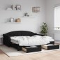 vidaXL Divano Letto Estraibile con Cassetti Nero 90x190 cm in Tessuto vidaXL Divano Letto Estraibile con Cassetti Nero 90x190 cm in Tessuto