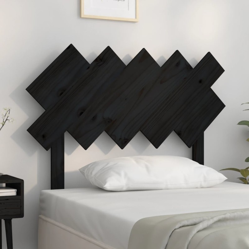 Testiera per Letto Nera 104x3x80,5 cm in Legno Massello di Pino Testiera per Letto Nera 104x3x80,5 cm in Legno Massello di Pino