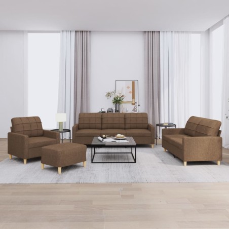 vidaXL Set di Divani 4 pz con Cuscini Marrone in Tessuto
