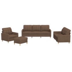 vidaXL Set di Divani 4 pz con Cuscini Marrone in Tessuto