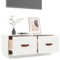 Mobile Porta TV Bianco 80x34x35 cm in Legno Massello di Pino Mobile Porta TV Bianco 80x34x35 cm in Legno Massello di Pino