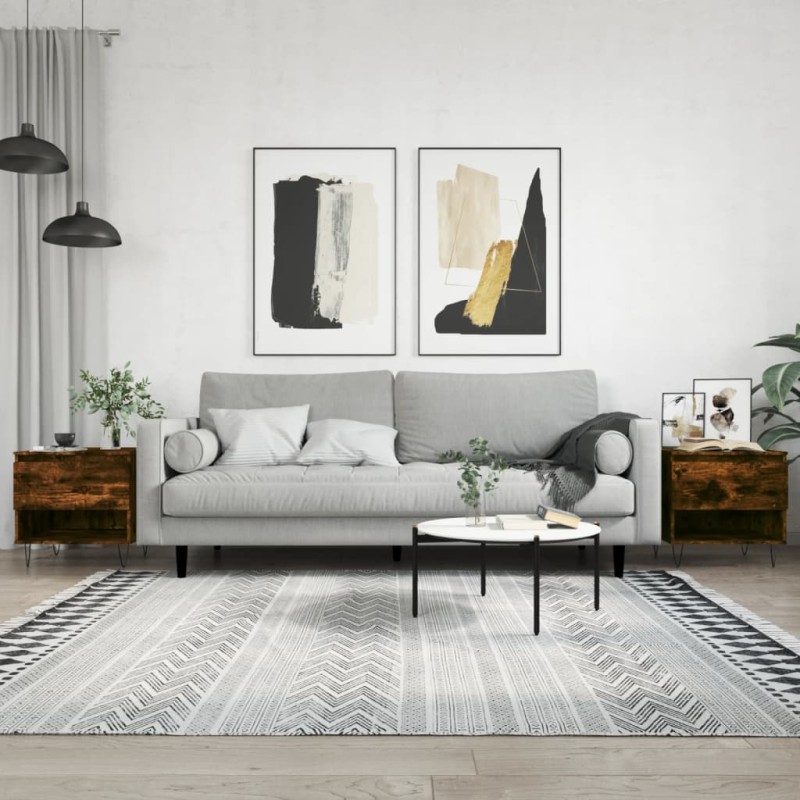 vidaXL Tavolini Salotto 2pz Rovere Fumo 50x46x50 cm Legno Multistrato vidaXL Tavolini Salotto 2pz Rovere Fumo 50x46x50 cm Legno Multistrato