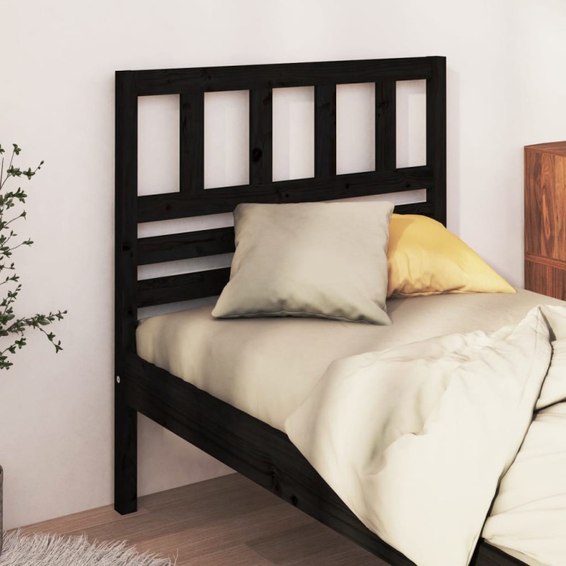 vidaXL Testiera per Letto Nera 106x4x100 cm in Legno Massello di Pino vidaXL Testiera per Letto Nera 106x4x100 cm in Legno Massello di Pino