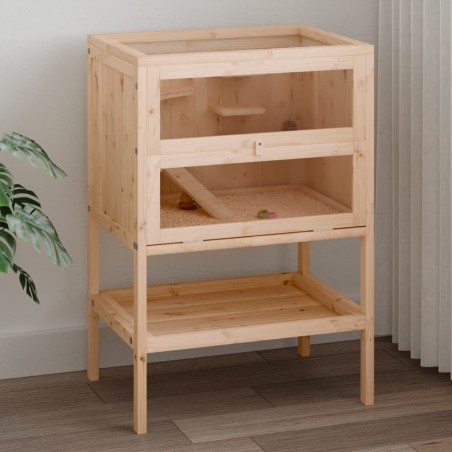 vidaXL Gabbia per Criceti 55x40x80 cm in Legno Massello di Abete