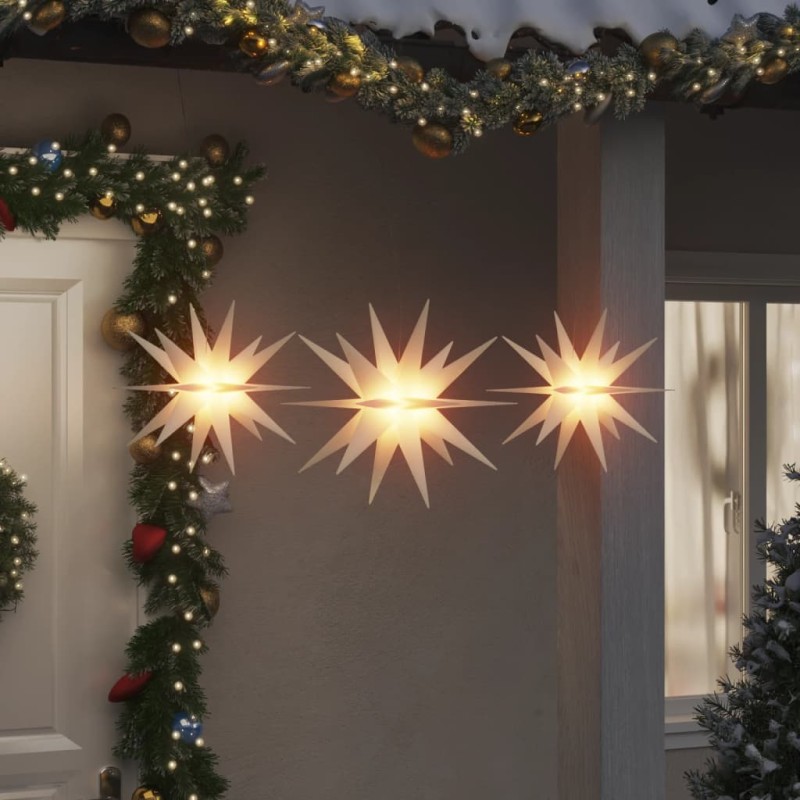 vidaXL Illuminazioni Stella Moravia con LED 3pz Pieghevoli Bianche