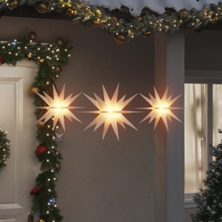 vidaXL Illuminazioni Stella Moravia con LED 3pz Pieghevoli Bianche