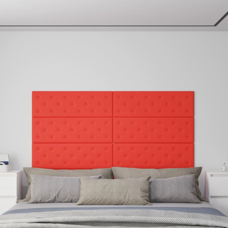 vidaXL Pannelli Murali 12 pz Rossi 90x30 cm in Similpelle 3,24 m² vidaXL Pannelli Murali 12 pz Rossi 90x30 cm in Similpelle 3,24 m²