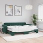 vidaXL Divano Letto Estraibile Materassi Verde Scuro 80x200 Velluto vidaXL Divano Letto Estraibile Materassi Verde Scuro 80x200 Velluto