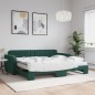 vidaXL Divano Letto Estraibile Materassi Verde Scuro 90x200 Velluto vidaXL Divano Letto Estraibile Materassi Verde Scuro 90x200 Velluto