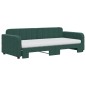 vidaXL Divano Letto Estraibile Materassi Verde Scuro 90x200 Velluto vidaXL Divano Letto Estraibile Materassi Verde Scuro 90x200 Velluto