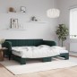 vidaXL Divano Letto Estraibile Materassi Verde Scuro 100x200 Velluto vidaXL Divano Letto Estraibile Materassi Verde Scuro 100x200 Velluto