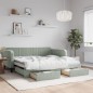 vidaXL Divano Letto Estraibile Cassetti Grigio Chiaro 90x190cm Velluto vidaXL Divano Letto Estraibile Cassetti Grigio Chiaro 90x190cm Velluto