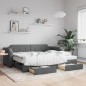 vidaXL Divano Letto Estraibile Cassetti Grigio Scuro 100x200cm Tessuto vidaXL Divano Letto Estraibile Cassetti Grigio Scuro 100x200cm Tessuto