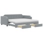 vidaXL Divano Letto Estraibile Cassetti Grigio Chiaro 90x200cm Tessuto vidaXL Divano Letto Estraibile Cassetti Grigio Chiaro 90x200cm Tessuto