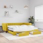 vidaXL Divano Letto Estraibile con Cassetti Giallo 100x200cm Velluto vidaXL Divano Letto Estraibile con Cassetti Giallo 100x200cm Velluto