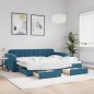 vidaXL Divano Letto Estraibile con Cassetti Blu 90x200 cm in Velluto vidaXL Divano Letto Estraibile con Cassetti Blu 90x200 cm in Velluto