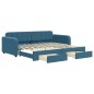 vidaXL Divano Letto Estraibile con Cassetti Blu 90x200 cm in Velluto vidaXL Divano Letto Estraibile con Cassetti Blu 90x200 cm in Velluto