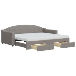 vidaXL Divano Letto Estraibile con Cassetti Tortora 90x200 cm Tessuto