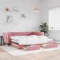vidaXL Divano Letto Estraibile con Cassetti Rosa 100x200 cm Velluto vidaXL Divano Letto Estraibile con Cassetti Rosa 100x200 cm Velluto