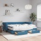 vidaXL Divano Letto Estraibile con Cassetti Blu 80x200 cm in Velluto vidaXL Divano Letto Estraibile con Cassetti Blu 80x200 cm in Velluto