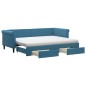 vidaXL Divano Letto Estraibile con Cassetti Blu 80x200 cm in Velluto vidaXL Divano Letto Estraibile con Cassetti Blu 80x200 cm in Velluto