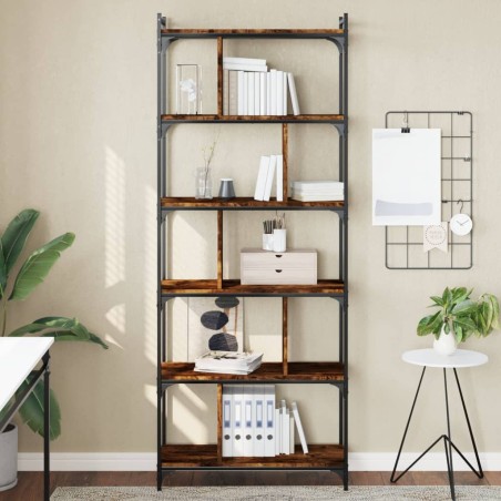 vidaXL Libreria Rovere Fumo 6 Ripiani 76x32x192 cm Legno Multistrato