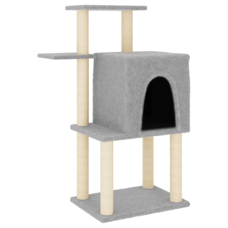 vidaXL Albero per Gatti con Tiragraffi in Sisal Grigio Chiaro 97 cm