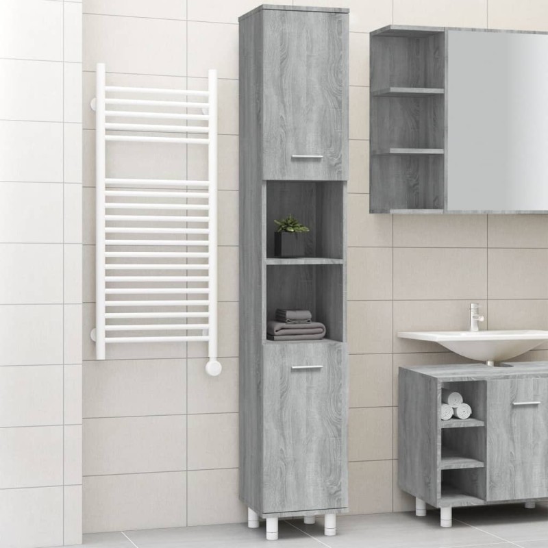 vidaXL Armadietto Bagno Grigio Sonoma 30x30x179cm in Legno Multistrato vidaXL Armadietto Bagno Grigio Sonoma 30x30x179cm in Legno Multistrato