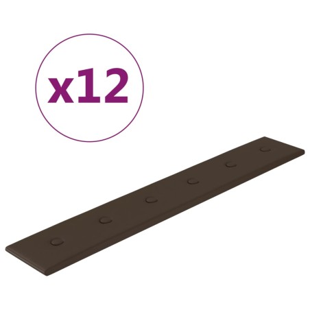 Pannelli Murali 12 pz Marroni 90x15 cm in Similpelle 1,62 m²