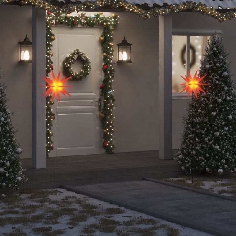 vidaXL Luce Stella Moravia con Picco Terra LED Pieghevole Rossa 57cm vidaXL Luce Stella Moravia con Picco Terra LED Pieghevole Rossa 57cm