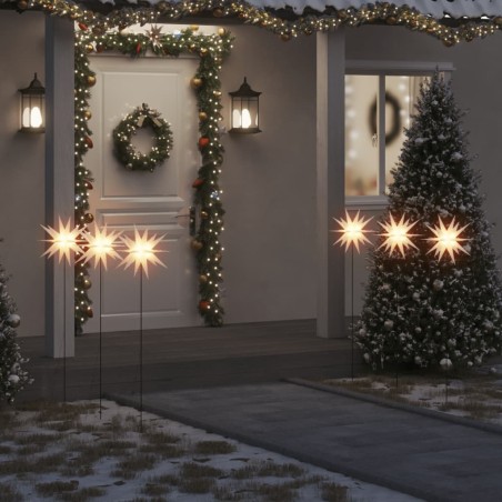 vidaXL Luci Stella Moravia con Picchi LED 3pz Pieghevoli Bianche 35 cm
