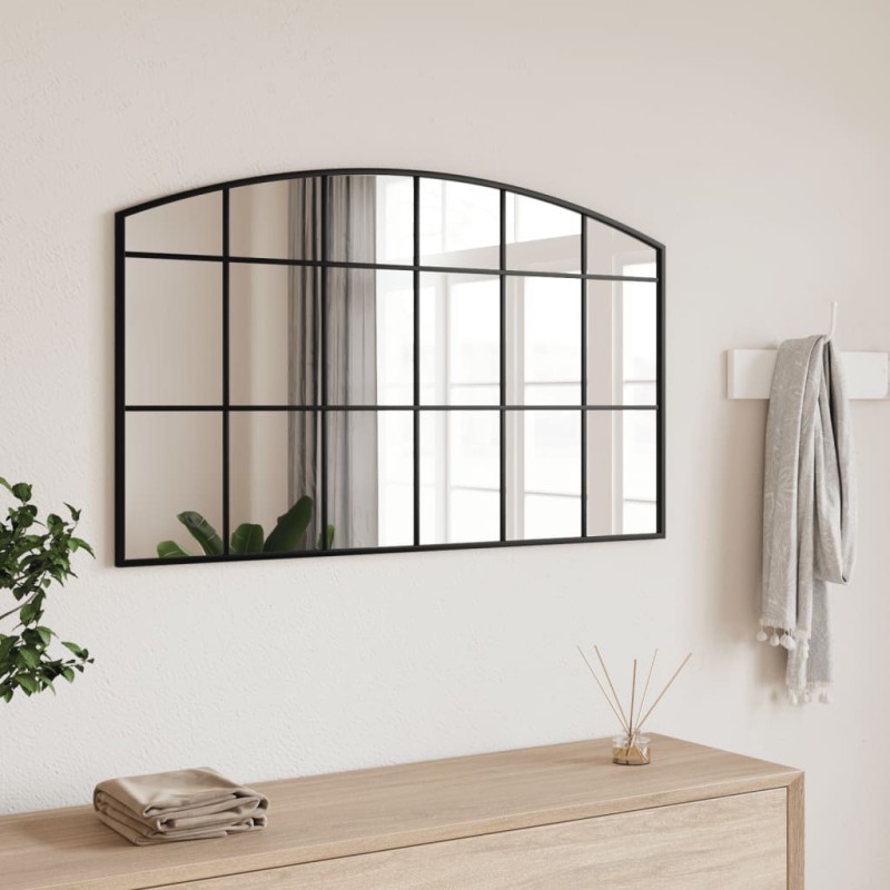 vidaXL Specchio da Parete Nero 100x60 cm Arco in Ferro vidaXL Specchio da Parete Nero 100x60 cm Arco in Ferro