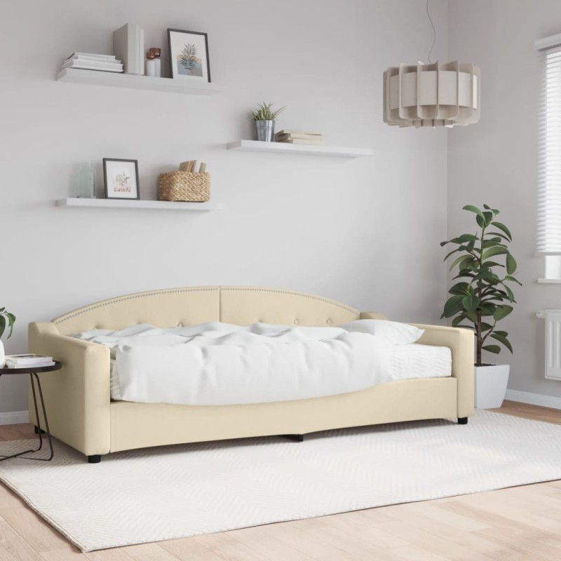 vidaXL Divano Letto con Materasso Crema 90x200 cm in Tessuto vidaXL Divano Letto con Materasso Crema 90x200 cm in Tessuto